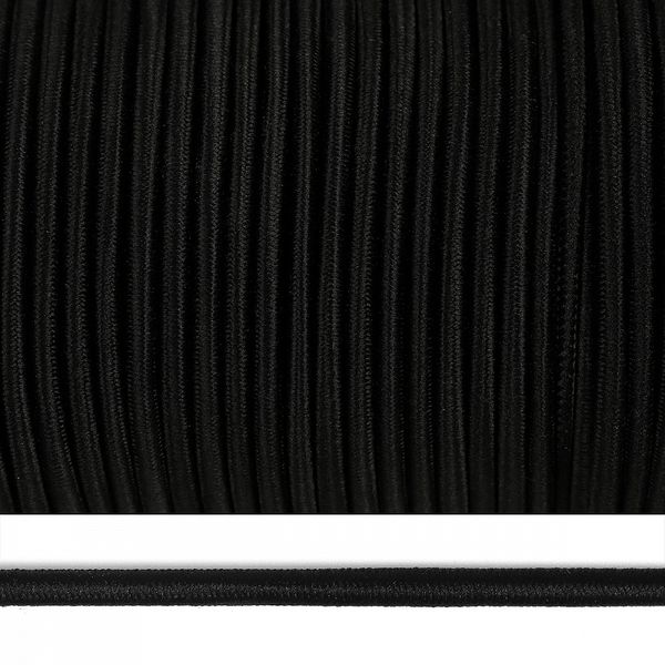 Резинка шляпная (шнур эластичный) ⌀4.0 мм / 50 метров, F322 черный