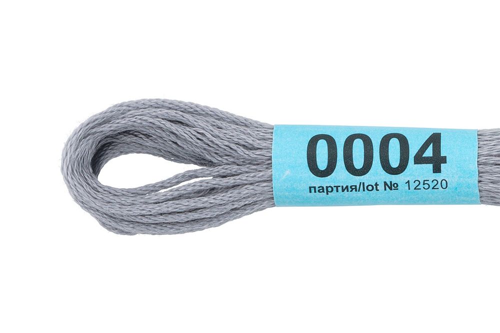 Мулине Gamma 100% хлопок, цв.0004 св.серый, 24 мотка по 8 метров