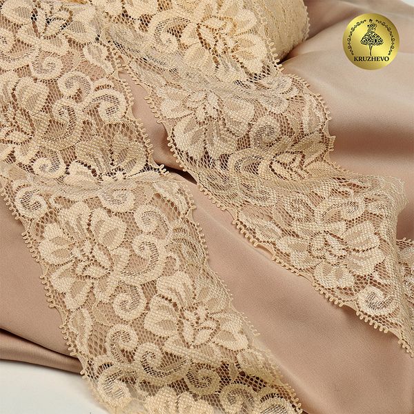 Кружево эластичное (стрейч) 65 мм, 266, цв.08 экрю уп. 25 м, Kruzhevo