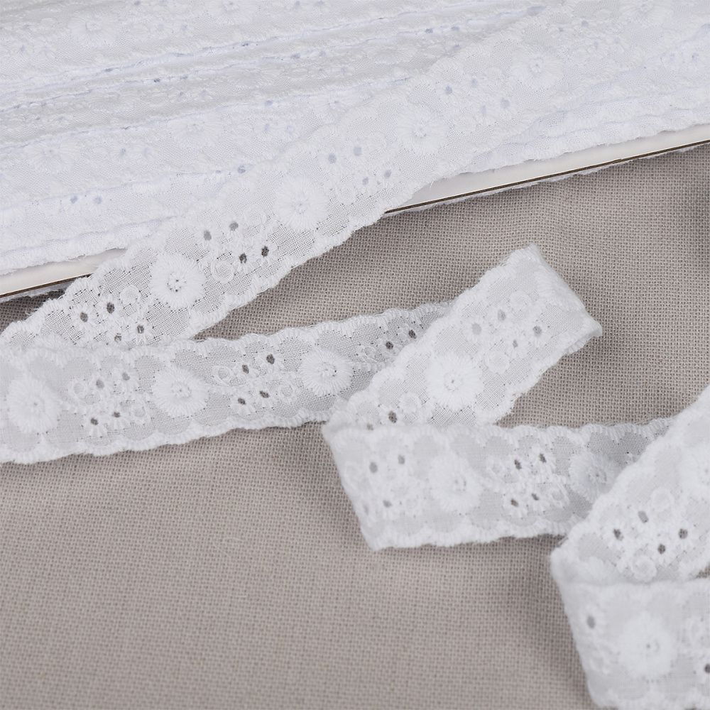 Кружево шитьё хлопок.1478 17 мм, цв.01 белый, уп.13.71м, Kruzhevo