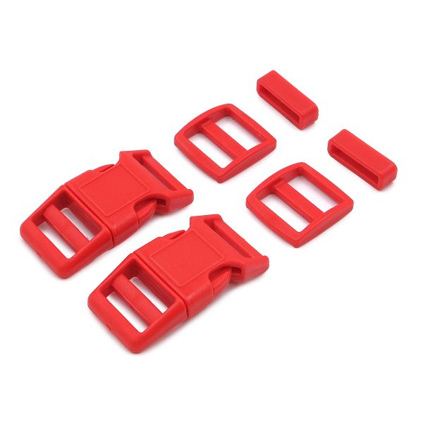 Фастекс (пряжка трезубец), рамка и рамка-регулятор 20мм, пластик, (2 компл.) Hobby&Pro, красный, A03001037-K-20