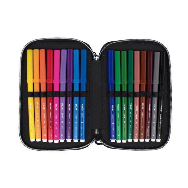 Пенал на молнии двухярусный с наполнением 19,5*13*5 см, 081264SN1P, Milan 081264SN1P