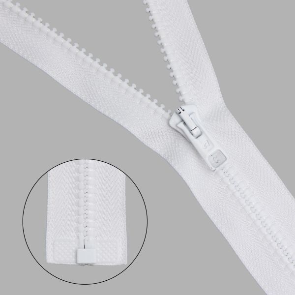 Молния трактор Arta Т6 (6 мм) 1 зам., разъем., 65 см, цв. 001 белый, уп.5 шт