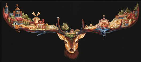 Набор для вышивания нитками Сделай своими руками, Оленьи угодья, 74х30 см