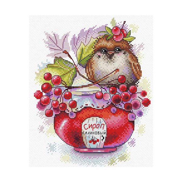 Набор для вышивания нитками МП Студия, Крылатая калинка 22х18см
