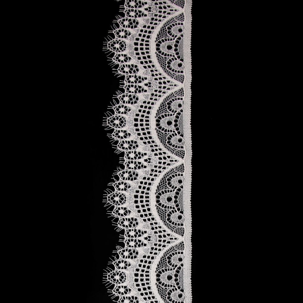 Кружево эластичное (стрейч) 60 мм / 3.4 метра ±4 см, молочный, QYE-021