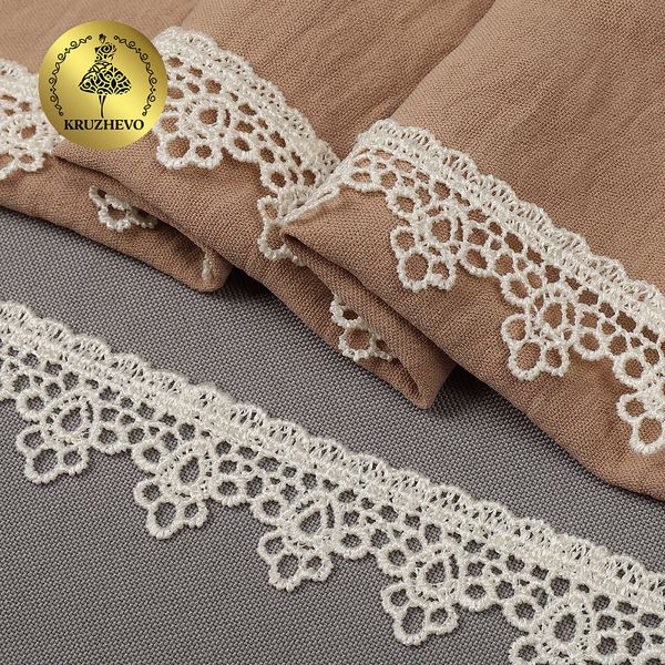 Кружево гипюр (плетёное) 25 мм / 13.71 метров, TBY.4GB2501, цв.молочный