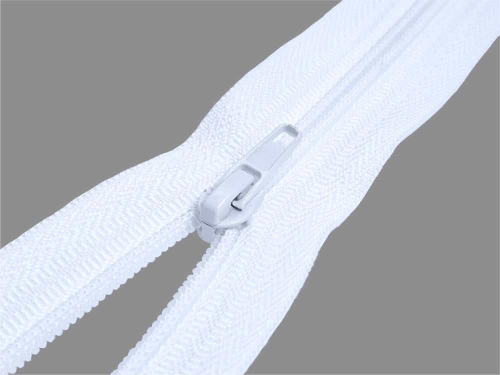 Молния спираль (витая) (цв.SBS) брючная Т3 (3 мм) 1 зам., н/раз., 20 см, автомат, S-501 белый, уп.100 шт