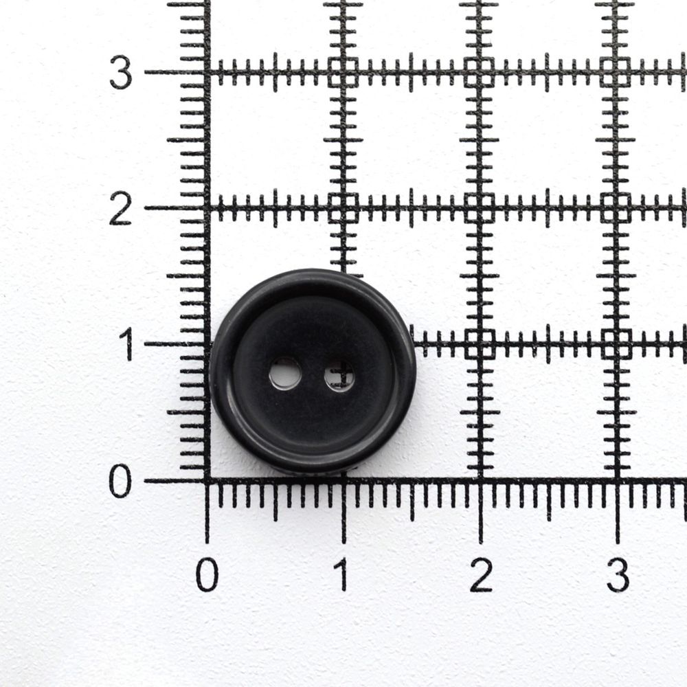 Пуговицы 2 прокола 24L (15мм), пластик (Blk-02 черный), 72 шт, CN 2807