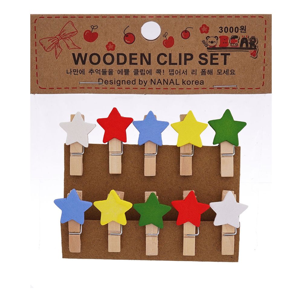 Прищепки декоративные Цветные звездочки 3,5см, 10 шт, 2AR23387