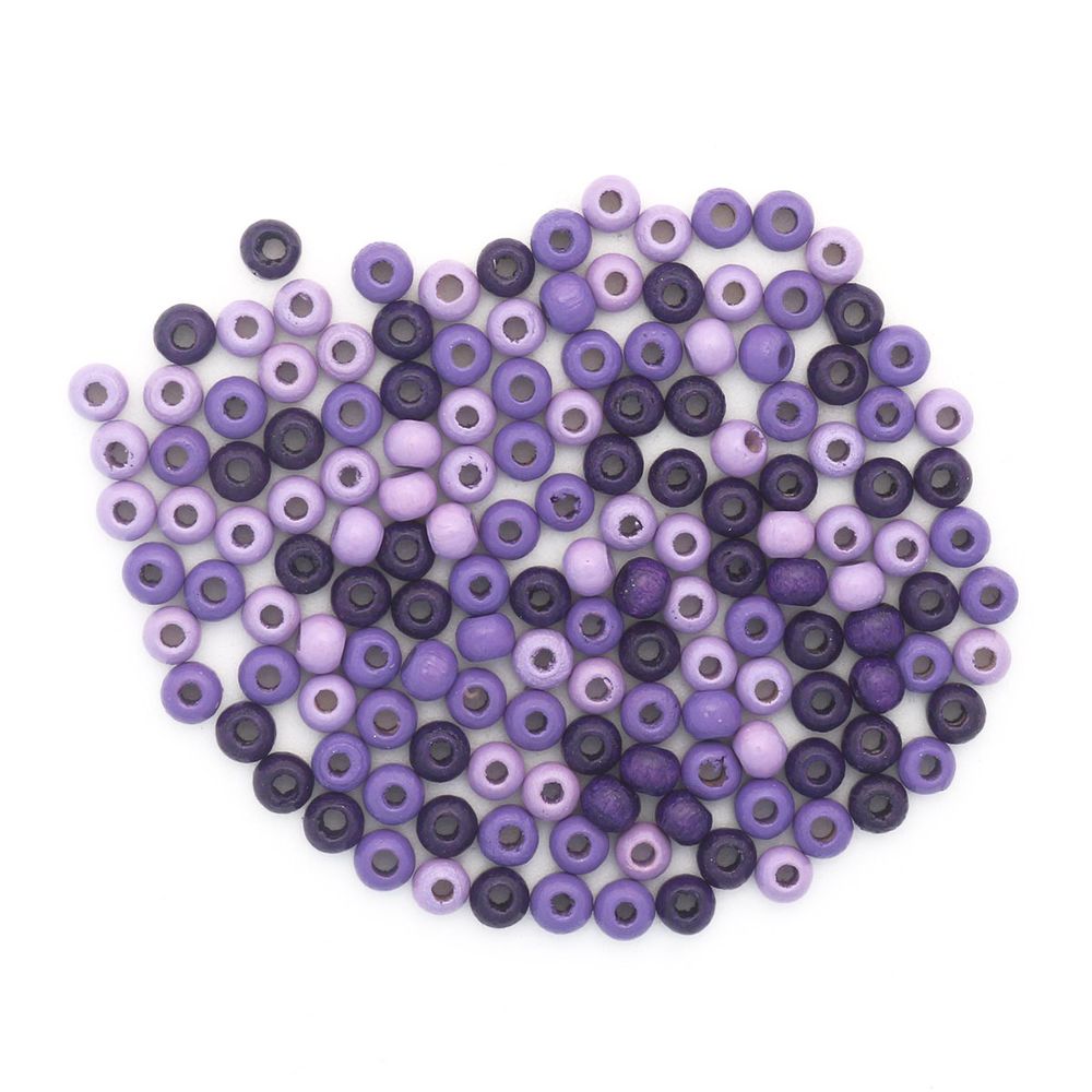 Бусины дерево лиловый микс, 4 мм, 155 шт, Glorex /TOS/