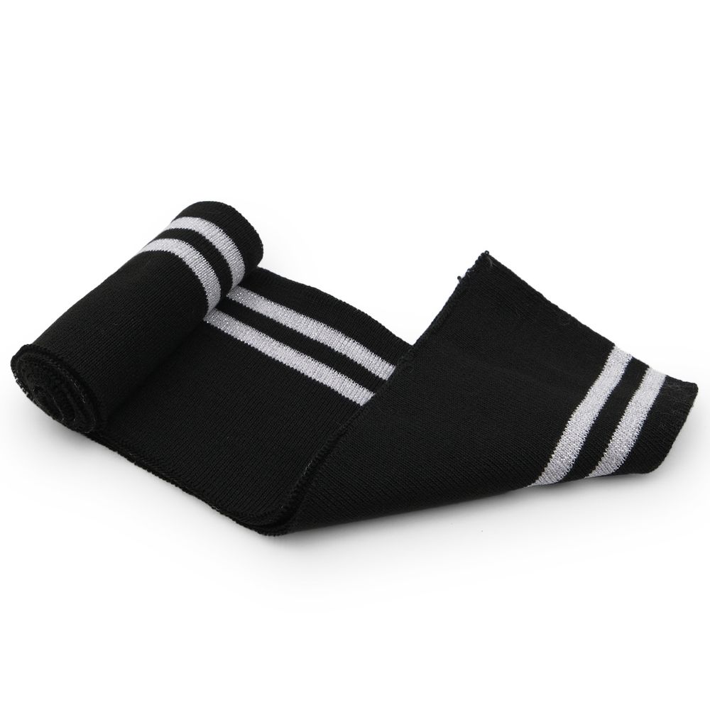 Подвяз (довяз) трикотажный 7.5х80 см, однослойный в полоску, черный/серебро