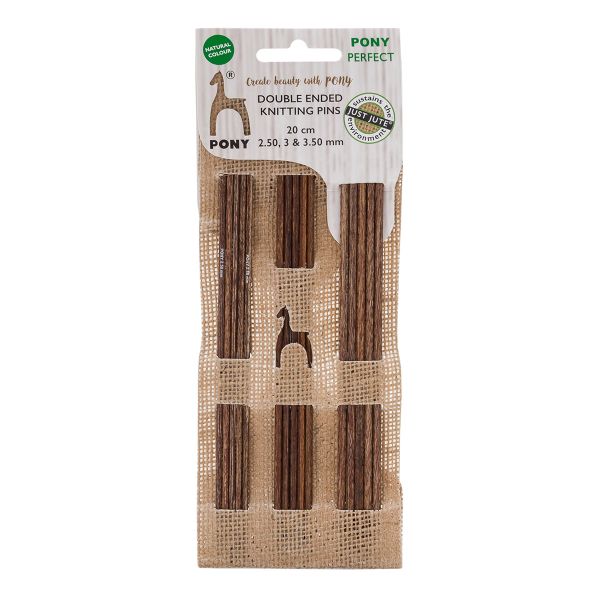 Набор носочных спиц Pony Perfect 2.5, 3.0, 3.5 мм, 20 см в джутовом футляре, 49169