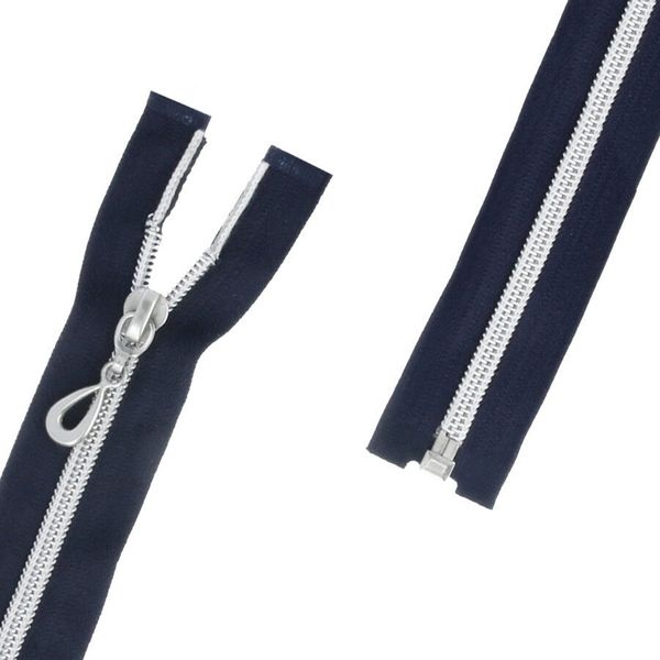 Молния спираль (витая) Т8 (8 мм) 1 зам., разъем., 60 см, с напылением, 318G т.синий / золото, G105S Gamma, 10 шт