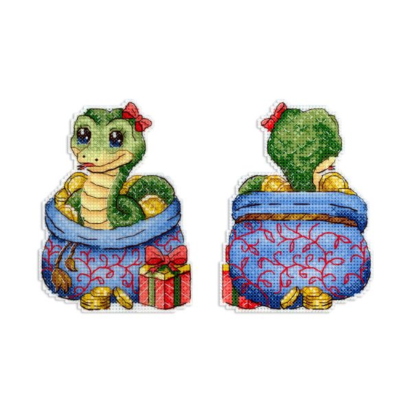 Набор для вышивания нитками МП Студия Р-1142, Денежная змея, 12х9 см