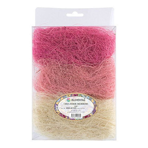 Сизалевое волокно 30 г,±3 г, 01 белый/св. розовый/розовый, Blumentag BMG-30 MIX
