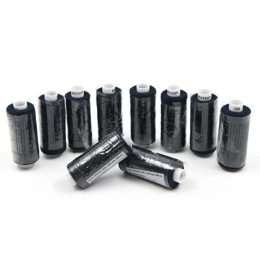 Нитки швейные бытовые Bestex 40/2, 365 м (400 ярд) / 10 кат., 194 темно-чернильный