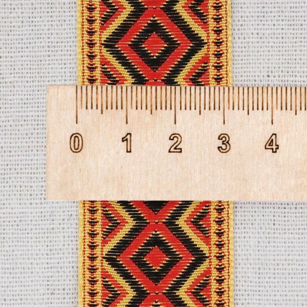 Лента (тесьма) жаккардовая 32.0 мм / 25±1 метров, рис. 9496, (4 желтый) С1853Г17