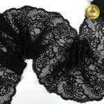 Кружево бельевое эластичное 190 мм / 10 м, 6392, цв.02 черный, Kruzhevo