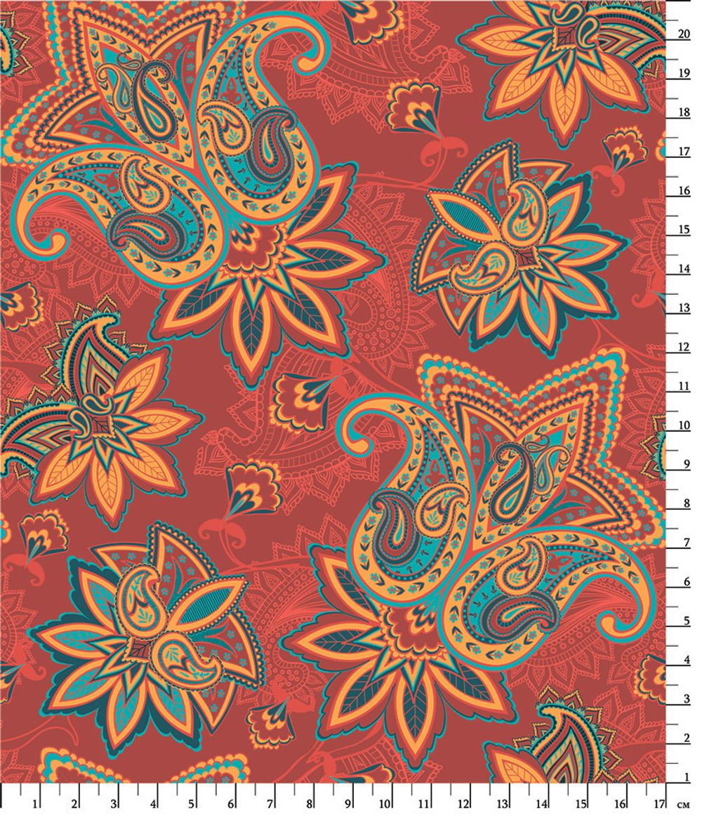 Ткань для пэчворка Peppy Сказочный восток, отрез 50х55 см, 146 г/м², СВ-05 красный, Peppy