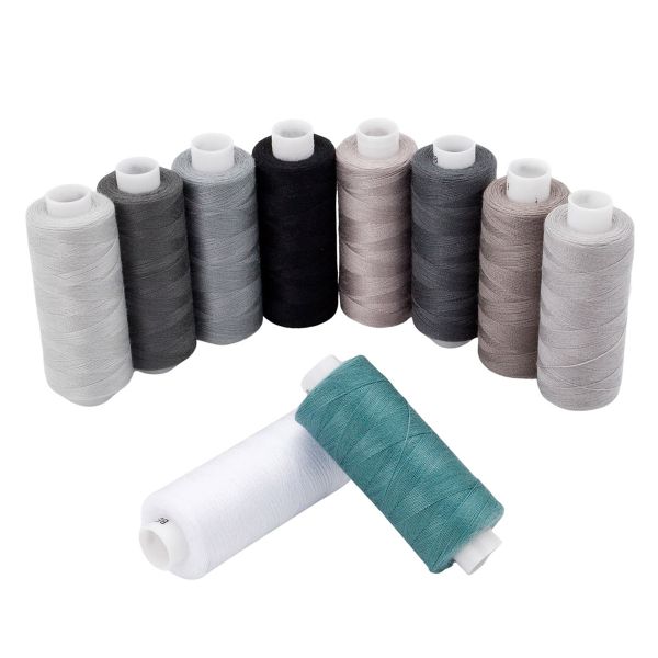 Швейные нитки (набор) 50/2 Серый микс, 365 м (400 ярд), 10 кат., Bestex