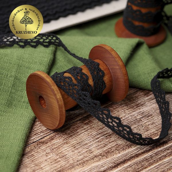 Кружево вязаное (тесьма) 10 мм / 10 метров, 5036 цв.03 черный, 10 м, Kruzhevo