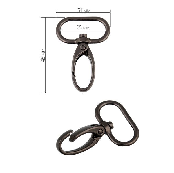Карабин металл 25.0 мм (45х31 мм), цв. чер.никель уп. 10 шт