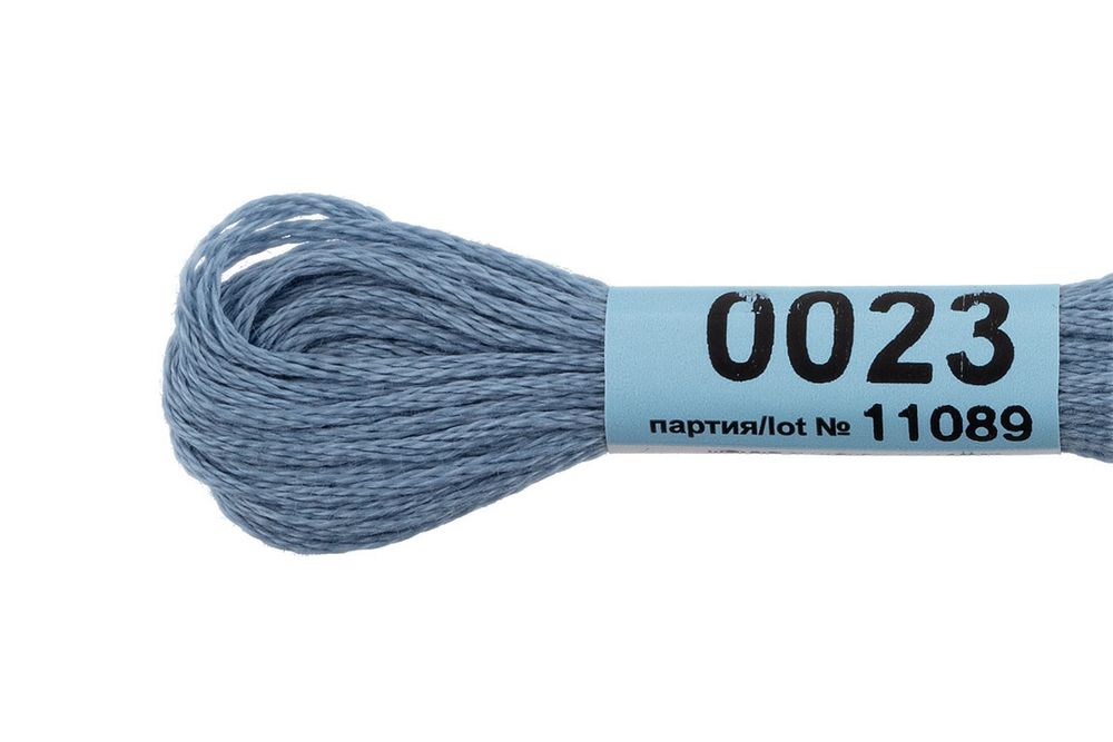 Мулине Gamma 100% хлопок, цв.0023 голубой, 24 мотка по 8 метров