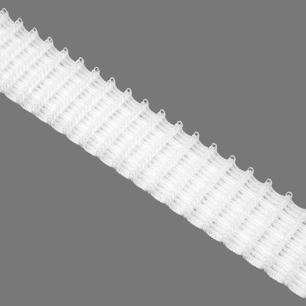 Лента (тесьма) шторная: сборка параллельная (1:2) 50 мм / 50 метров, (3 шнура) для велкро, белый, С01/50