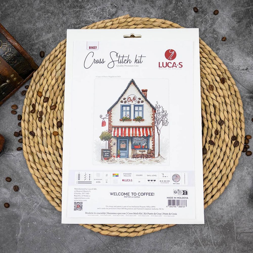 Набор для вышивания нитками Luca-S B1427, Добро пожаловать в кафе!, 18х20см