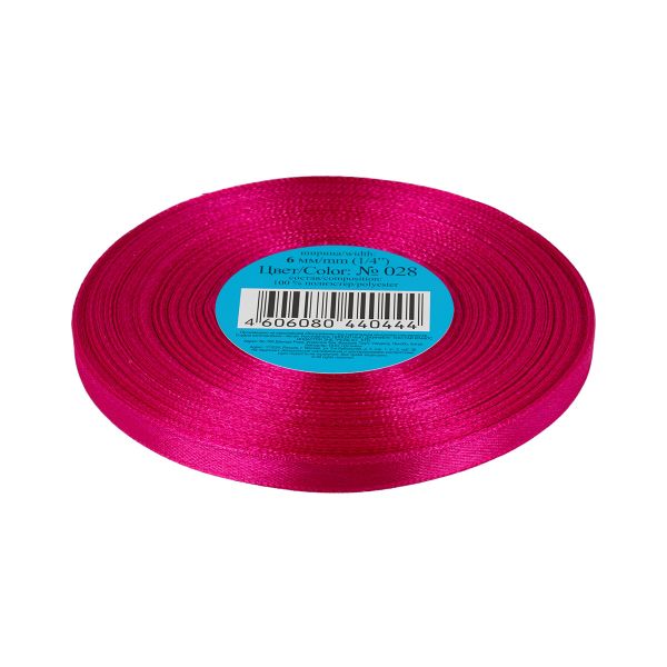 Лента атласная 1-сторонняя 6.0 мм / 33±2 метра, 028 лиловый, Gamma