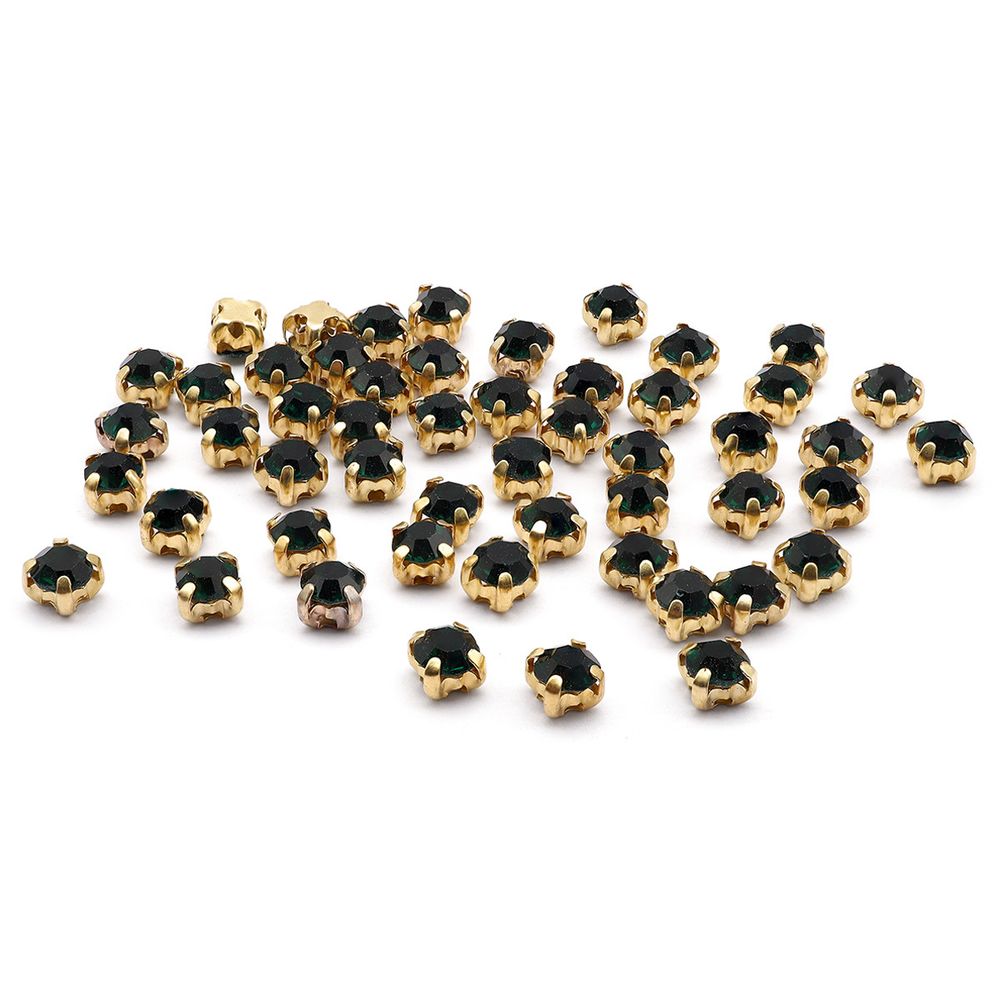 Хрустальные стразы в цапах/золото, 4мм, 50 шт/упак, Astra&Craft (36 изумрудный), 4AR159/166