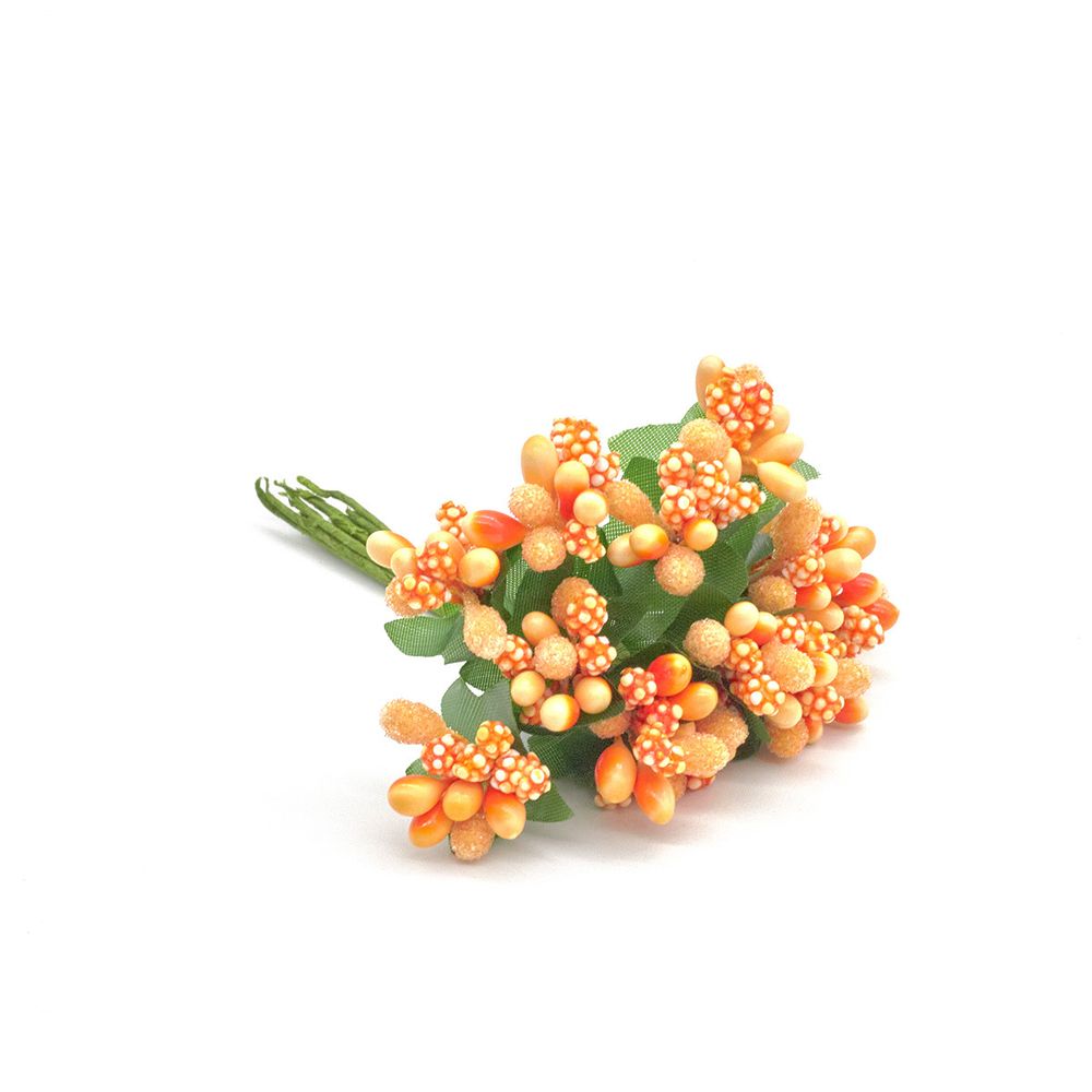 Цветы искусственные декоративные 2см (12 штук) (оранжевый)