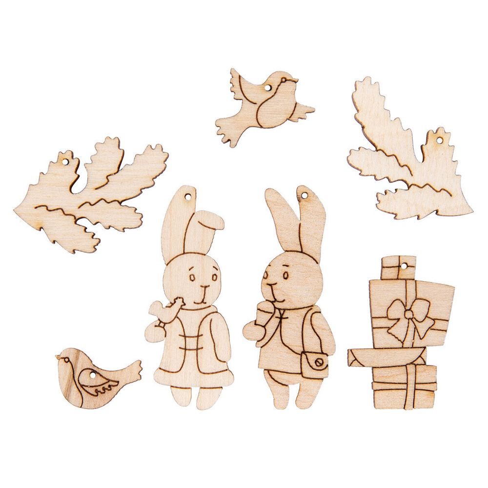 Заготовка из фанеры Мини набор Зайчики 2, 4.5х3.3х0.3 см, 0.3 см, ВД-1135 Mr.Carving
