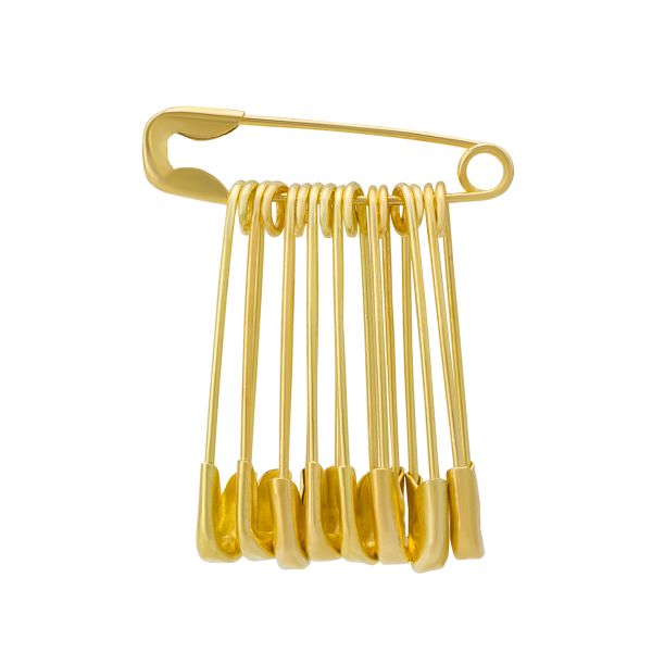 Булавки английские l=18 мм, в футляре, золото, 100 шт