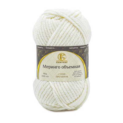 Пряжа Камтекс Меринго объемная / уп.4 мот. по 150 г, 90 м, 205 белый