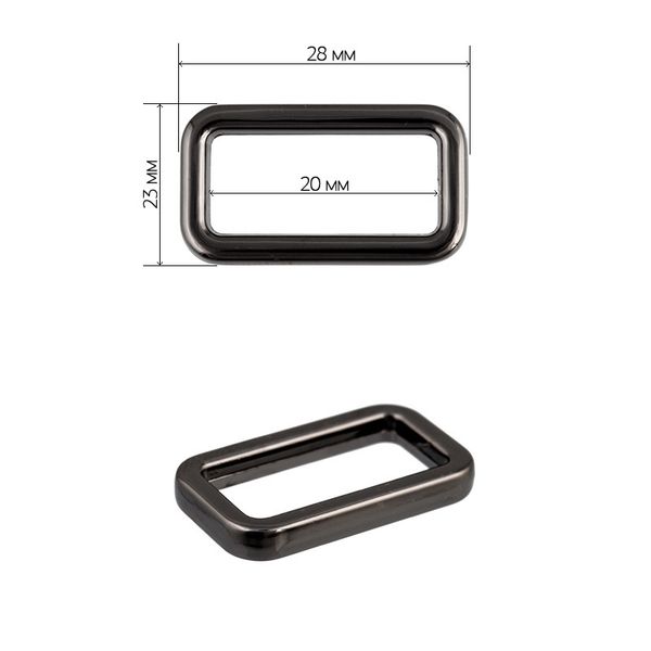 Рамка прямоугольная металл 052003 28х23 мм (внутр. 20 мм), цв. чер.никель уп. 10 шт