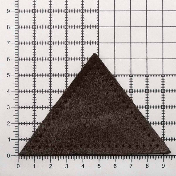 Заплатки пришивные из кожи, треугольник равнобедр., стор. 8см, с перфорацией, 2 шт, 100% кожа, 03 темно-коричневый, 9903