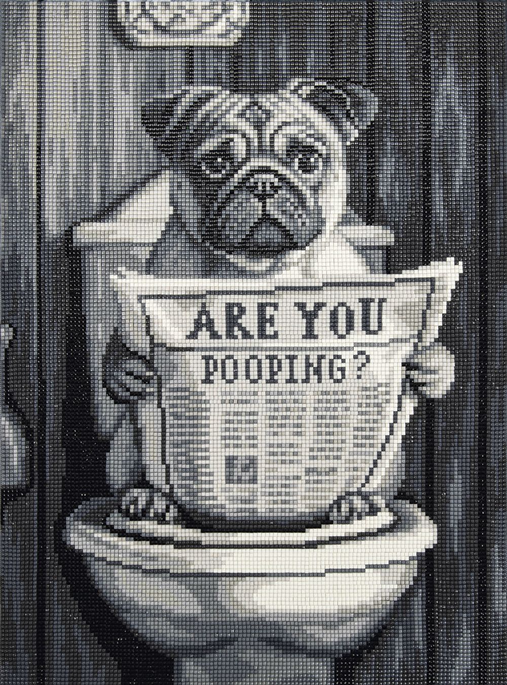 Кристальная (алмазная) мозаика Фрея ALPD-322, на подрамнике, Пес с газетой, 30х40 см