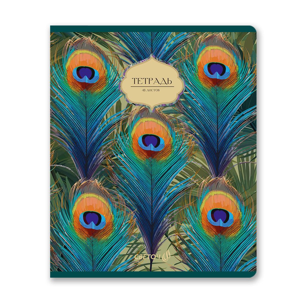 Тетрадь ученическая общая, софт-тач ламинация + выборочный лак, цветной запечатанный форзац, A5+ 48 л. на скобе 65 г/м², белизна 100 %, 10 шт, клетка, 00994 Изумрудные мысли, Светоч 48Т14