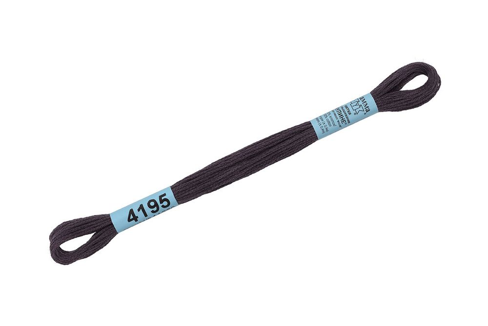 Мулине Gamma 100% хлопок, цв.4195 т.серый, 24 мотка по 8 метров