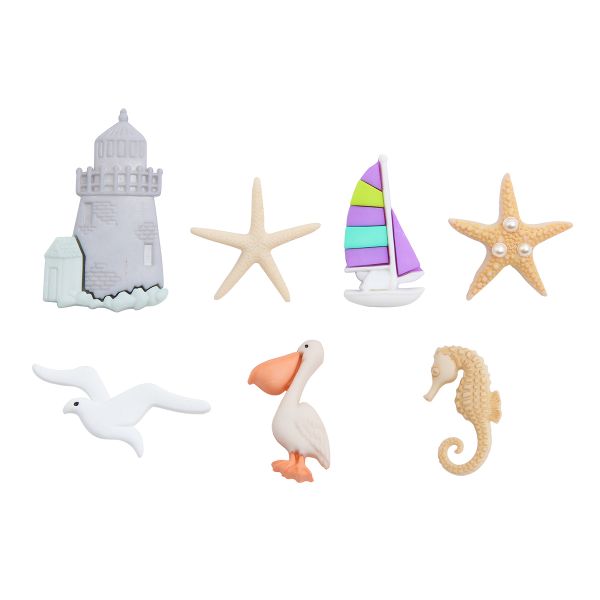 Украшения пуговицы декоративные фигурки Океан пластик, 7 штук, Dress It Up