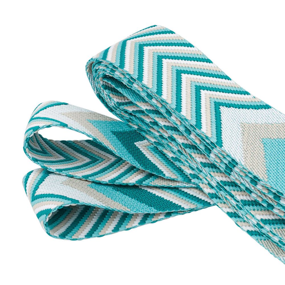 Стропа (ременная лента) 38 мм / 3 метра, [40 г/пог.м], с принтом 2-сторонняя, D135 бирюзовый/бежевый, 3Al354