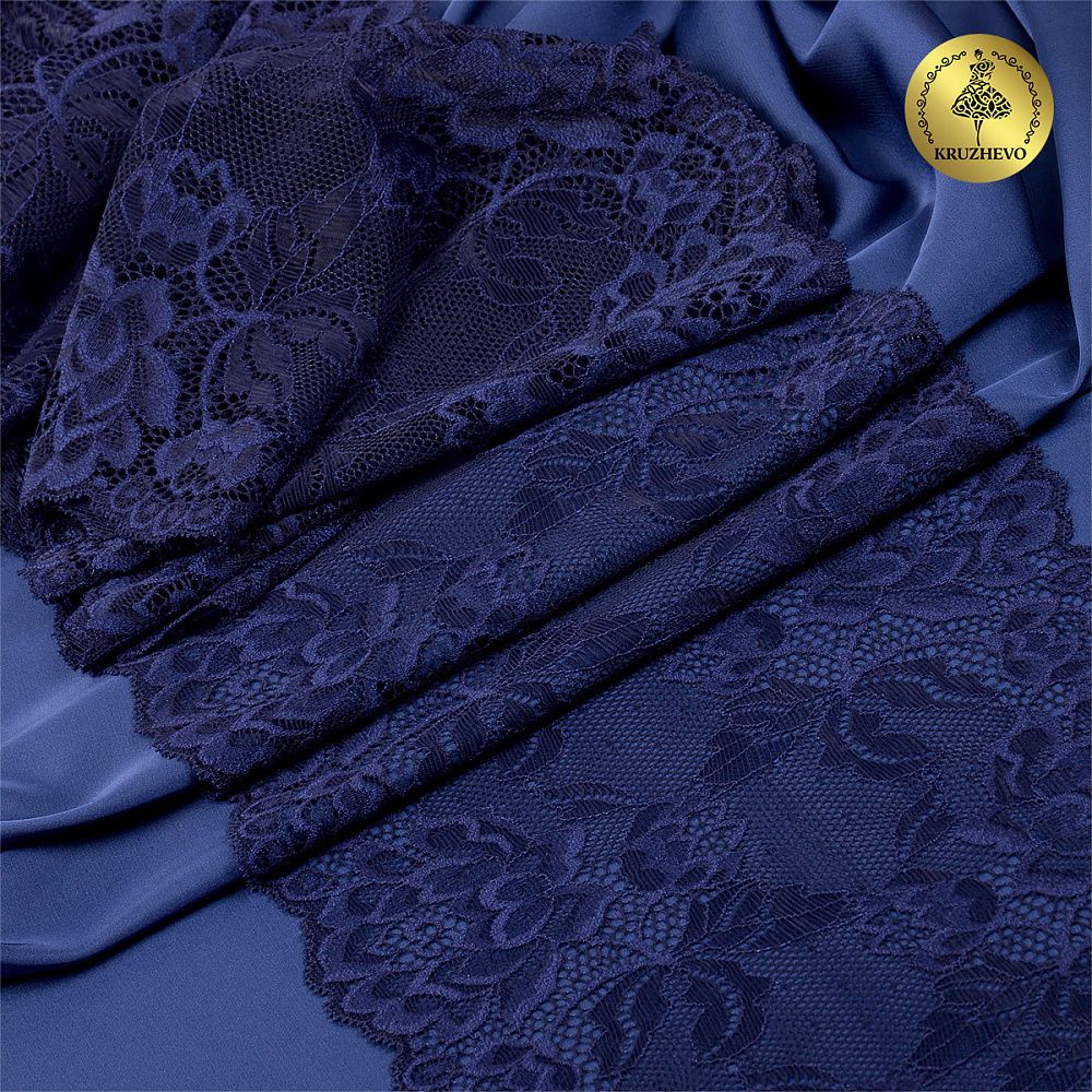 Кружево эластичное (стрейч) L838 180мм цв.06 т.синий, 25 м, Kruzhevo