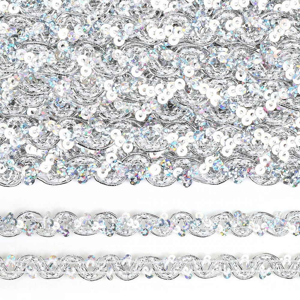 Тесьма отделочная 10 мм, 13-12869 цв.серебро уп.13.71м