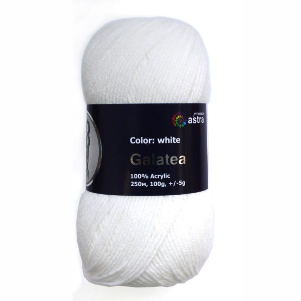 Пряжа Astra Premium (Астра Премиум) Галатея / уп.3 мот. по 100 г, 250 м, 01 белый