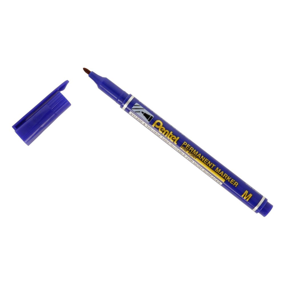 Перманентный маркер 1 мм, Medium Point, 12 шт, синий, Pentel NM470-C