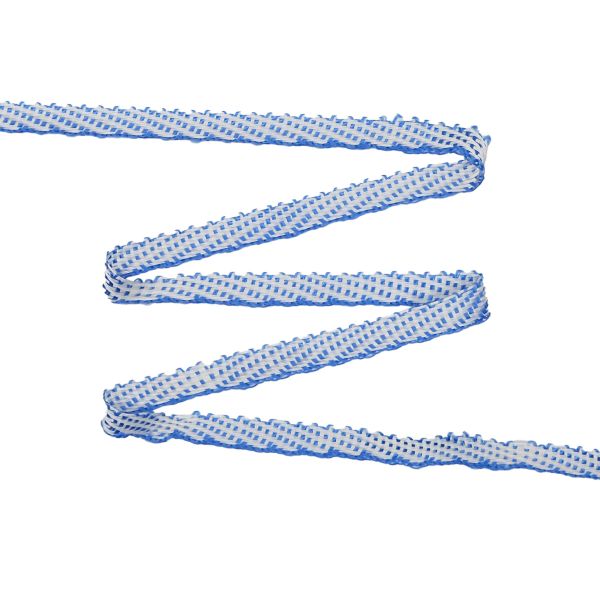 Лента отделочная тканая (вискоза) 69 (2 голубой/белый), 50 м