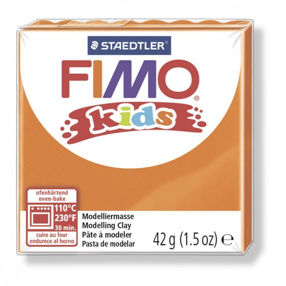 Полимерная глина для детей Fimo Kids, уп. 42 гр, цв. оранжевый, 8030-4
