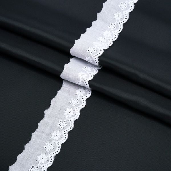 Кружево шитьё х/б 30 мм / 3.4 метра, цвет белоснежный